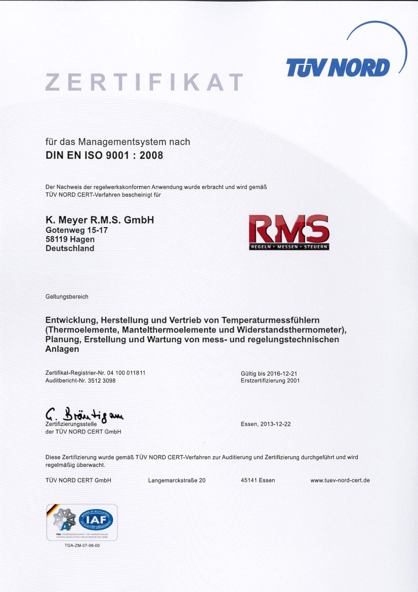 Zertifikat RMS